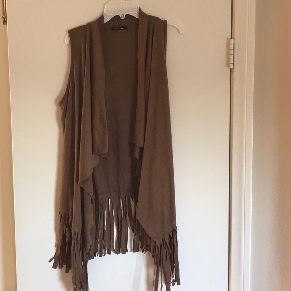 Brown fringe cardigan